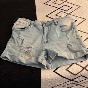 Fashion Nova Light Wash Distressed Jean Shorts